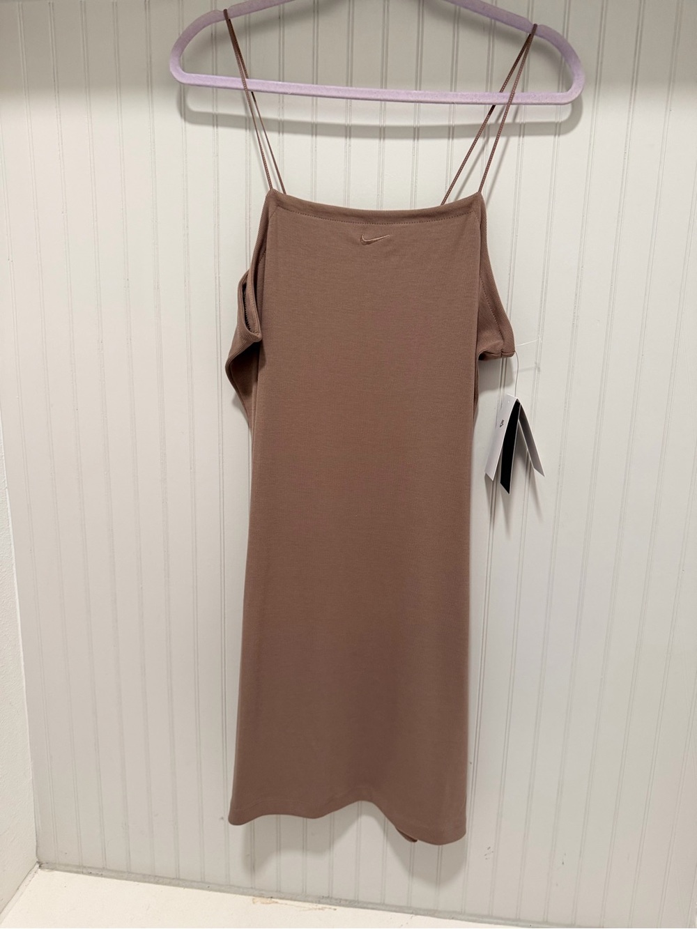 Nike Taupe Ribbed Spaghetti-Strap Bodycon Dress - Picture 3 of 4